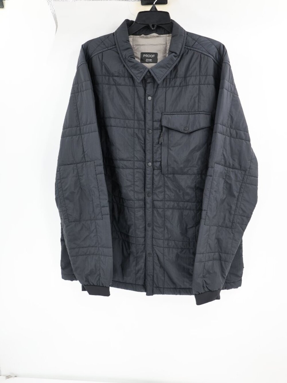 PROOF Moonweight Puffer Shirt Jacket Mens 2XL huckberry Nylon Snap Quilted Black